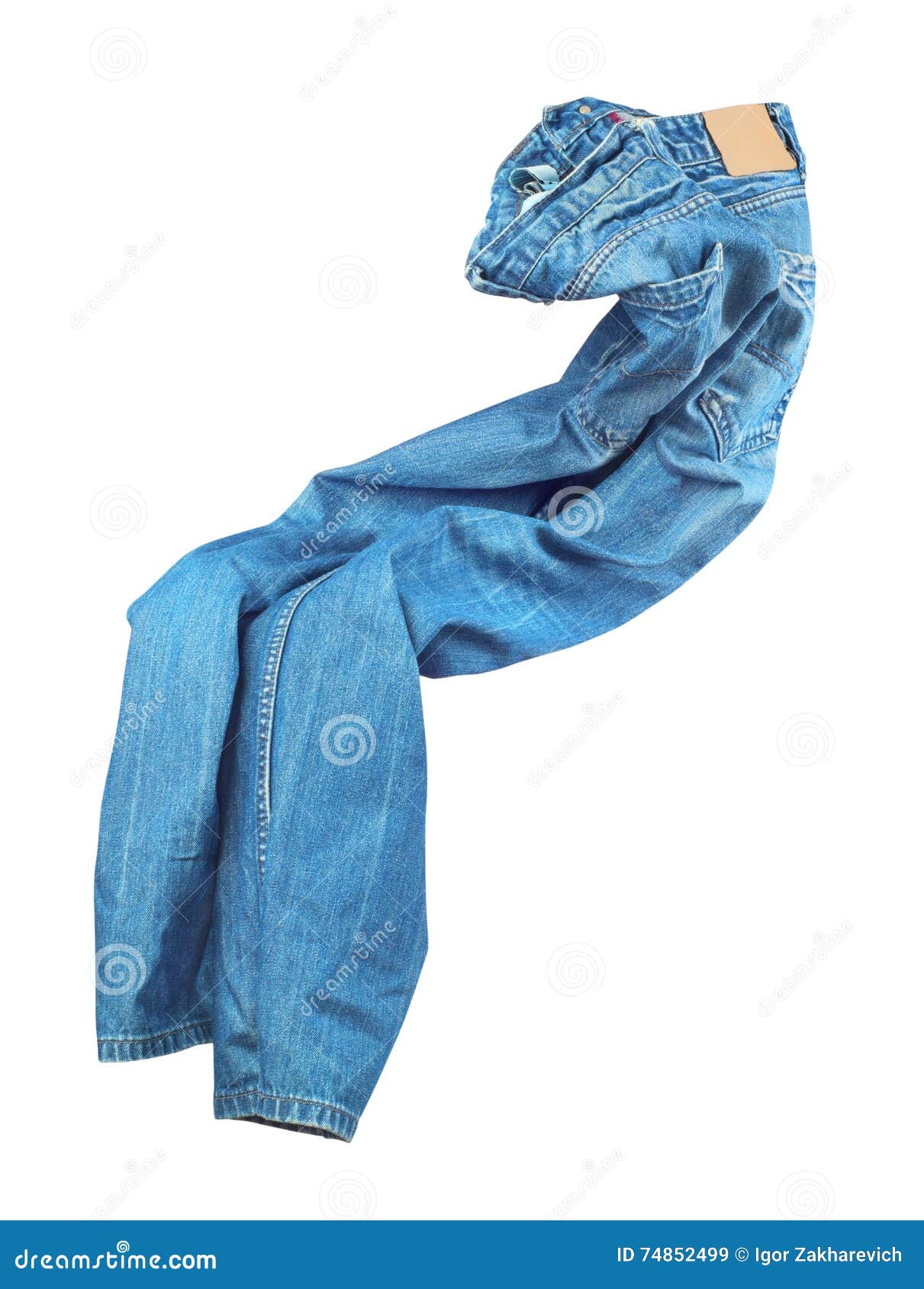 Blank Blue Jeans are Falling through the Air Stock Image Image of