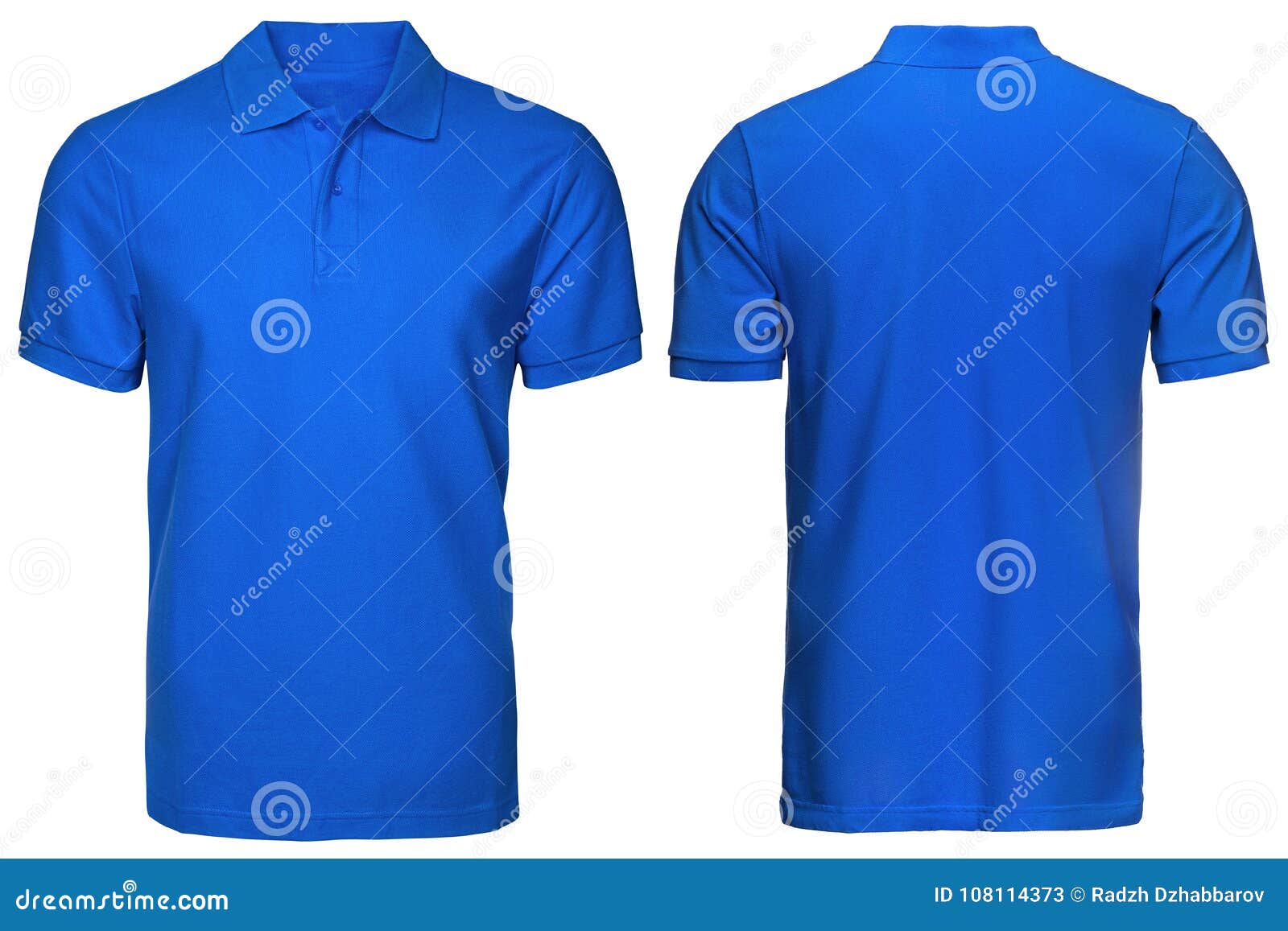 Blank Blue Polo Shirt, Front and Back View, Isolated White Background ...