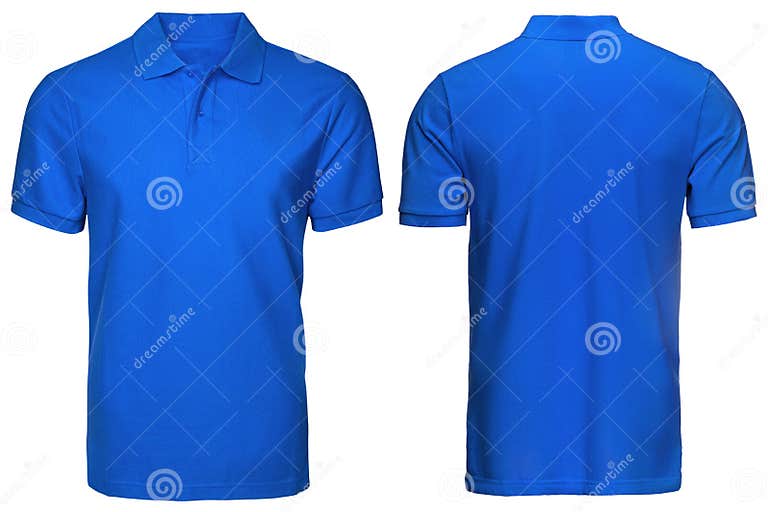 Blank Blue Polo Shirt, Front and Back View, Isolated White Background ...