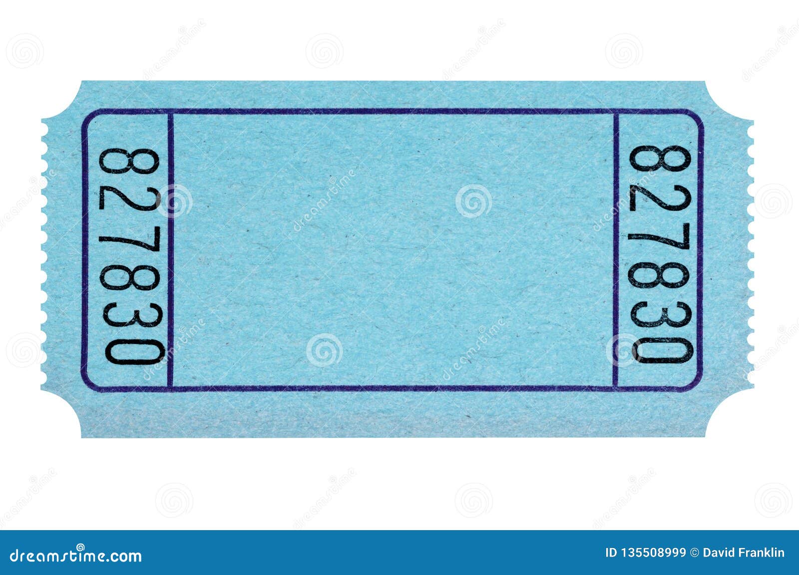 Blank Blue Raffle Ticket Isolated On White Plain Cut Out Stock Image