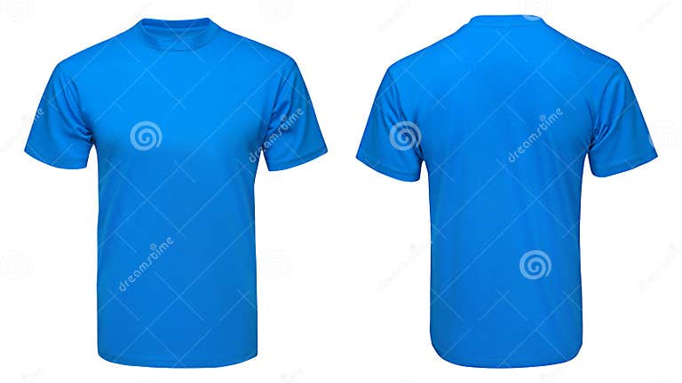 Blank Blue T-shirt Mock Up Template, Front and Back View, Isolated ...