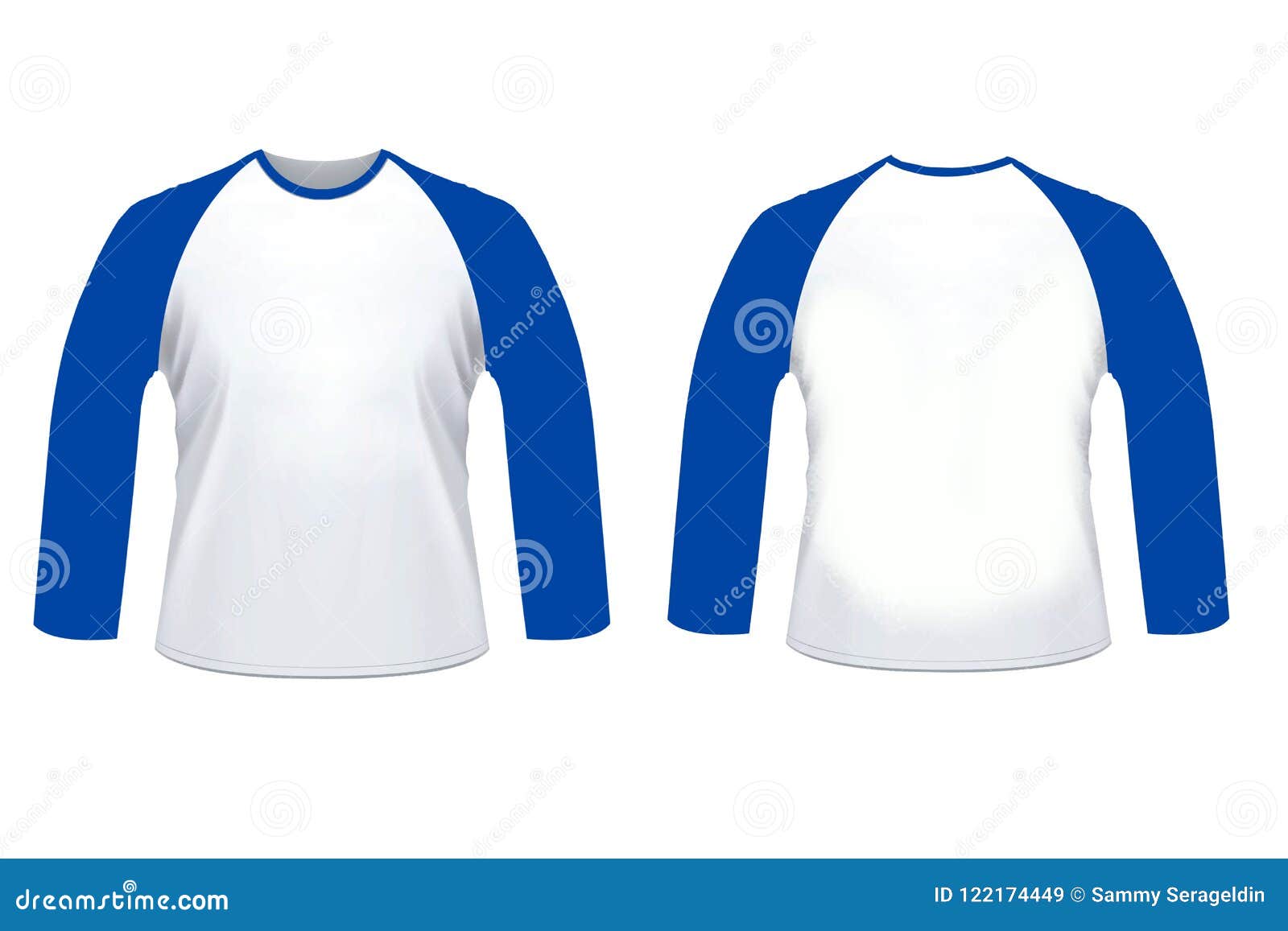 Download Blank Blue White Raglan Long Sleve Shirt Mock Up Templat Stock Illustration Illustration Of Long Blue 122174449