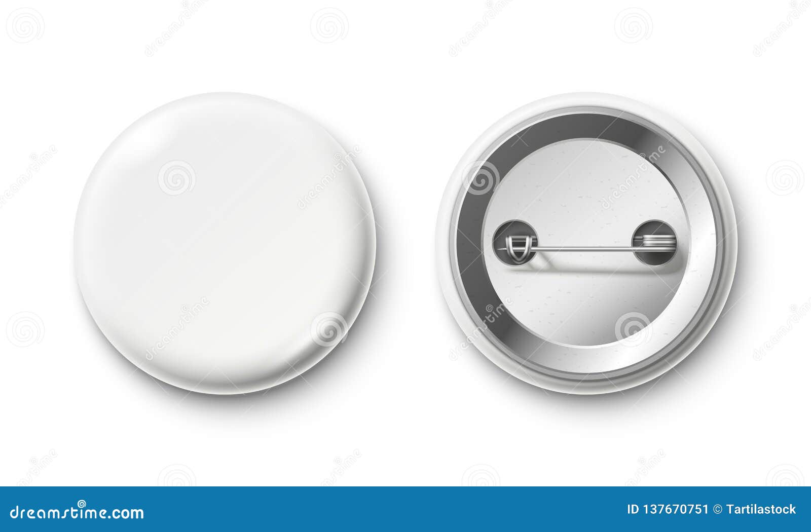 Download Blank Button Badge White Pinback Badges Pin Button And Pinned Back Realistic Isolated Vector Mockup Stock Vector Illustration Of Render Circle 137670751