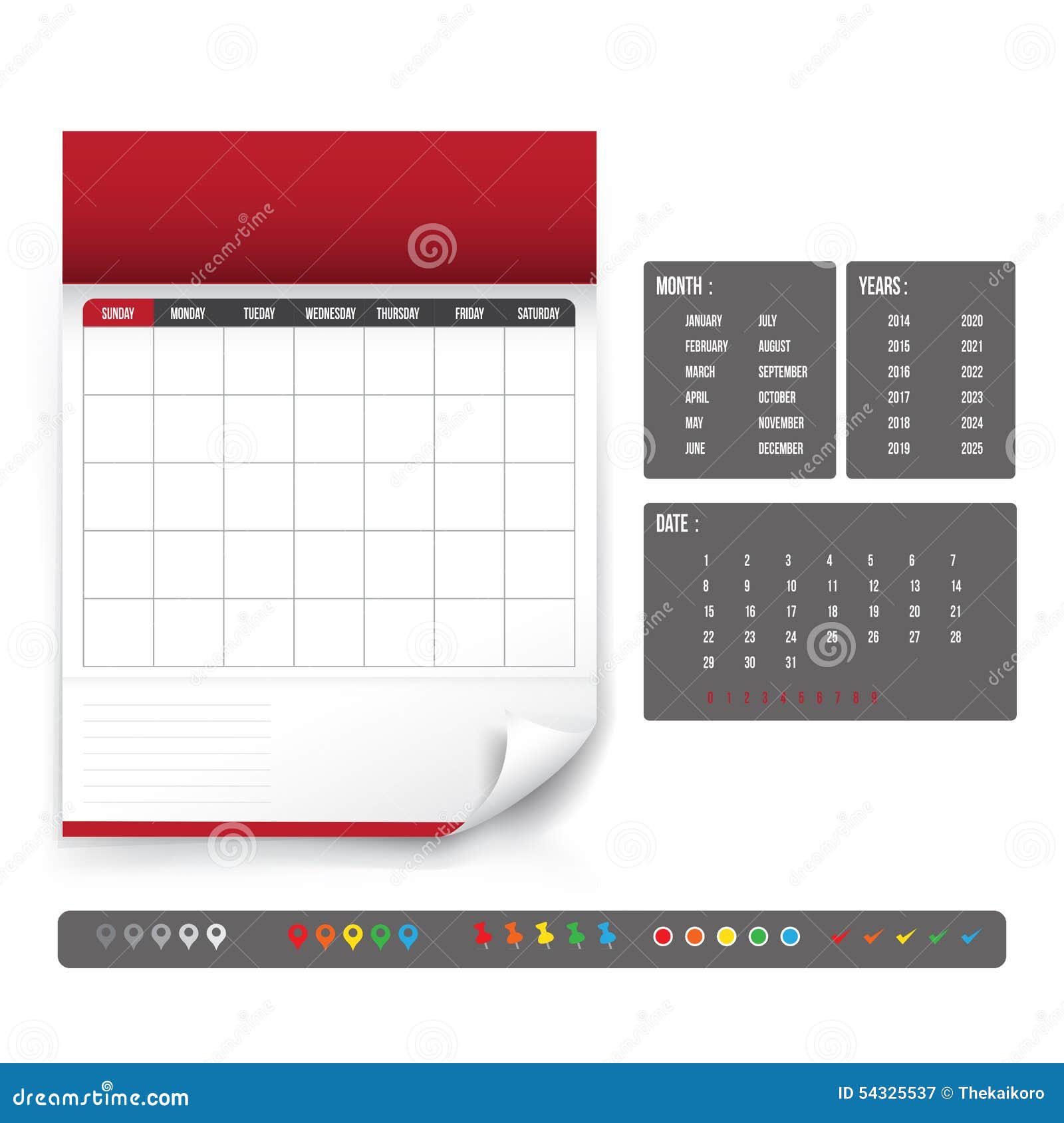 Blank Calendar for Planning Template Stock Vector Illustration of