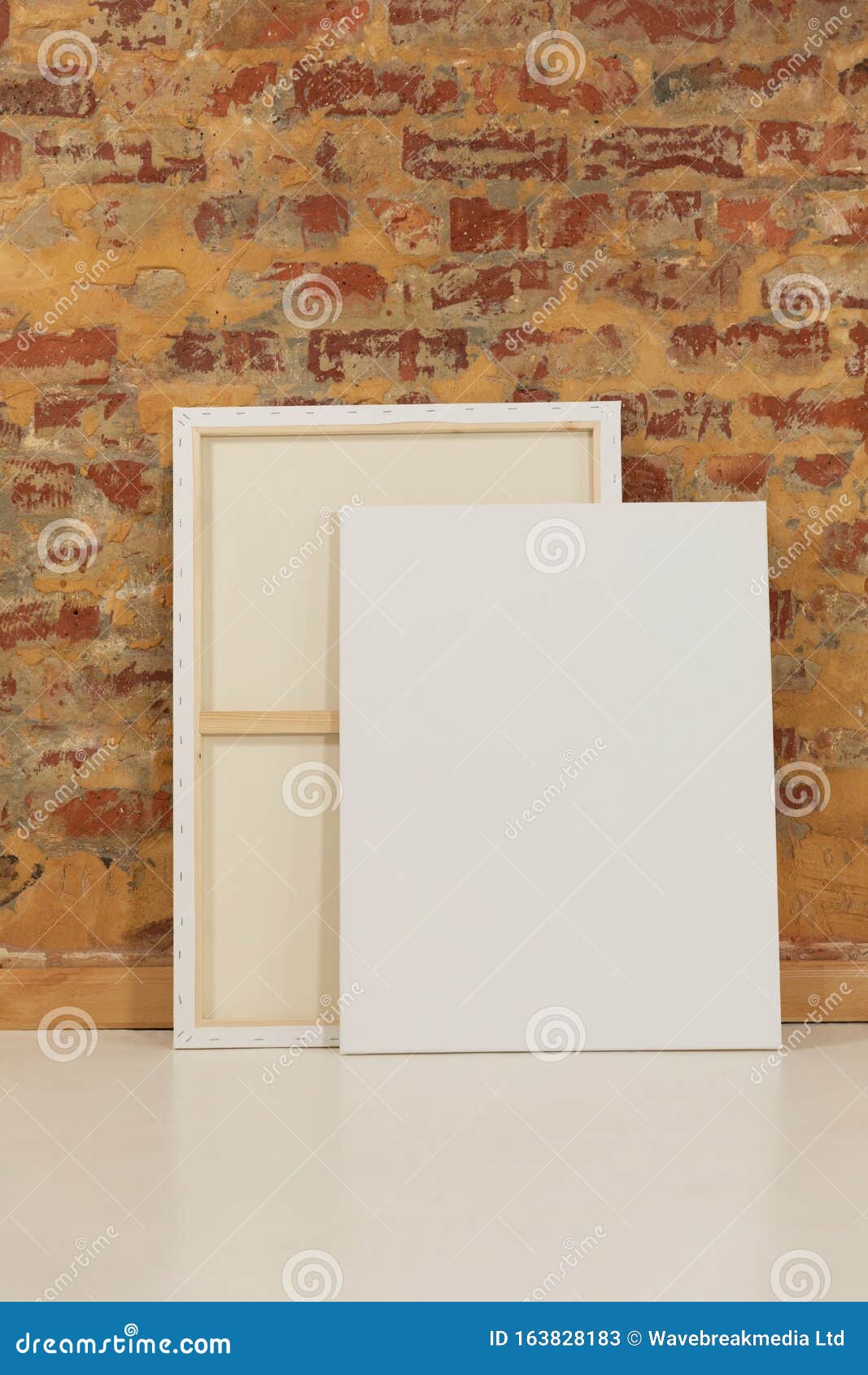 Blank Canvas and Brick Wall Stock Image Image of message, objects