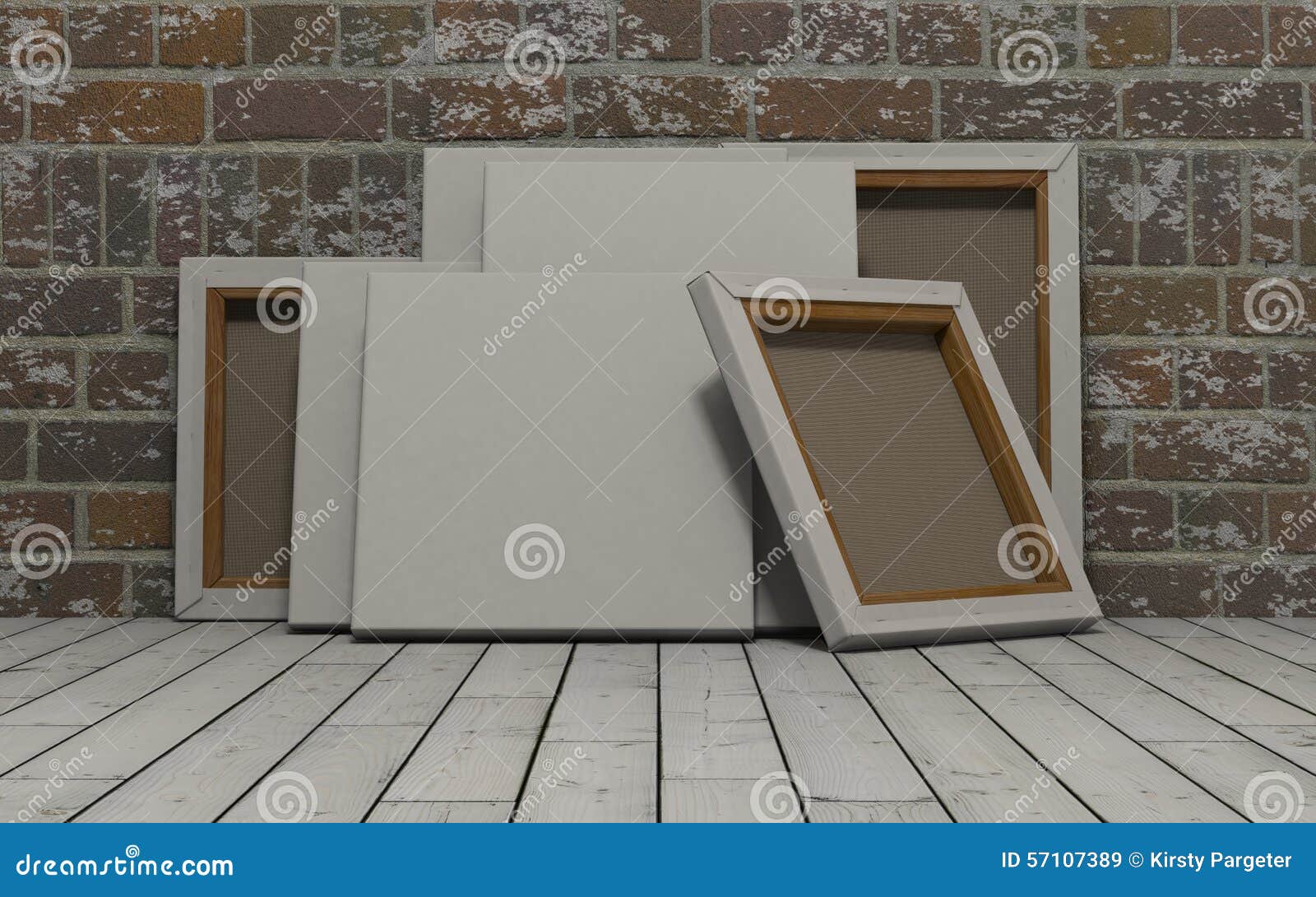 Blank Canvas on Exposed Brick Wall Stock Illustration Illustration of