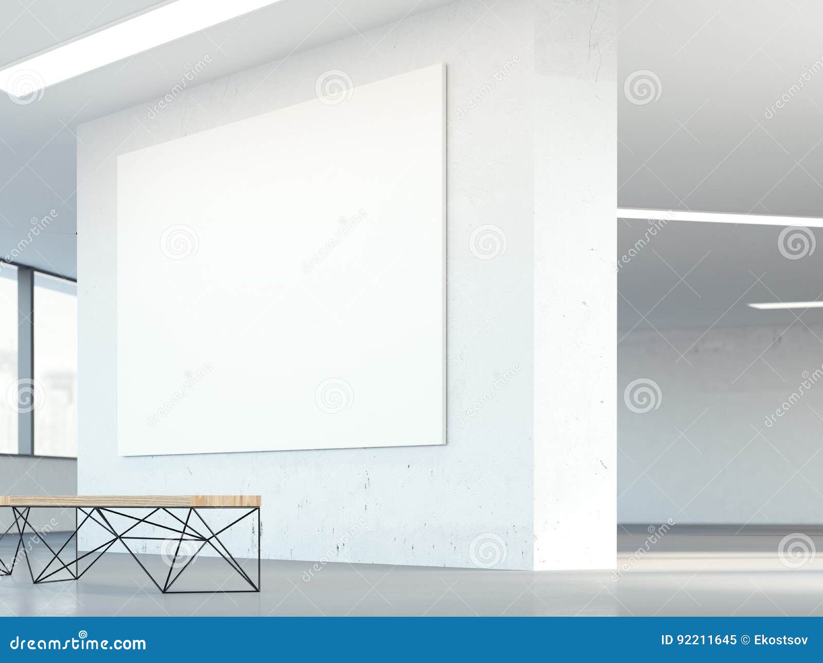 Blank Canvas on the Office Wall. 3d Rendering Stock Image Image of