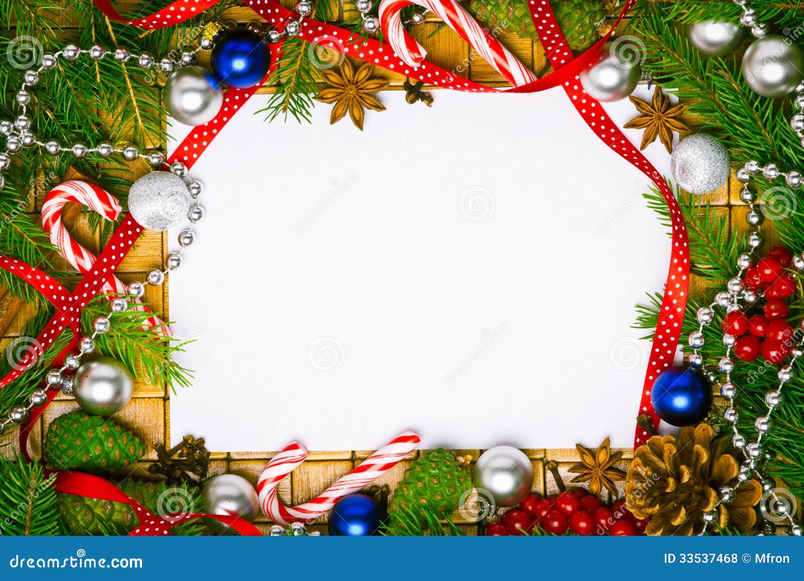 Blank Card for Christmas Greetings Stock Photo - Image of gold ...