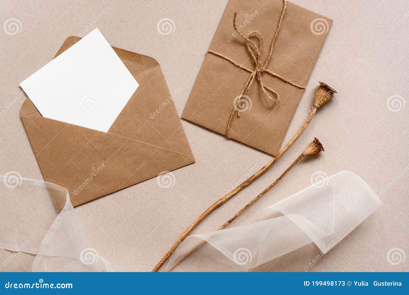 Download Blank Card Mockup In Craft Envelope Silk Ribbon And Dry Poppy Boxes On Brown Paper Background Feminine Wedding Invitation Stock Image Image Of Company Creative 199498173