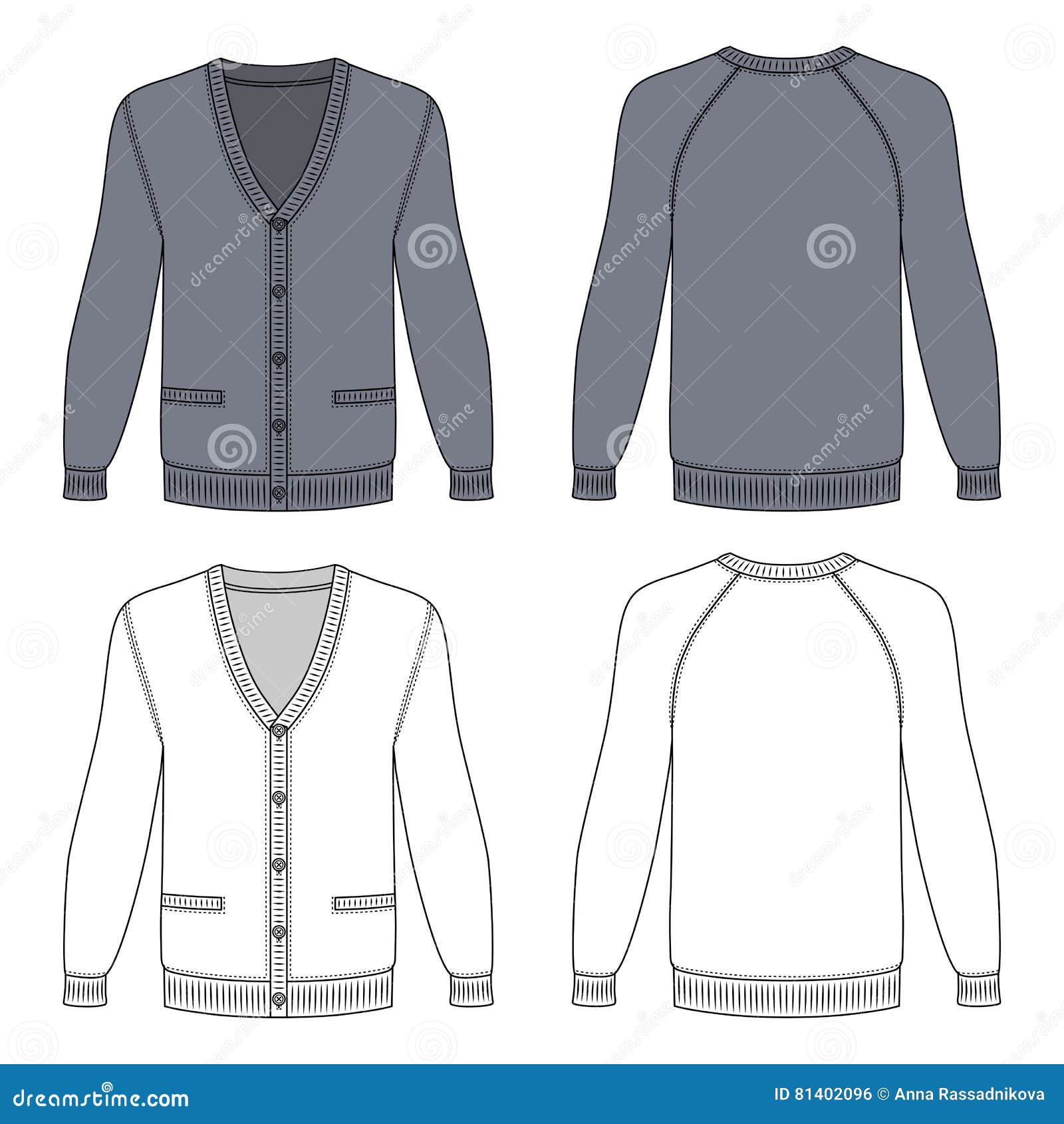 Blank cardigan stock vector. Illustration of label, mockup - 81402096