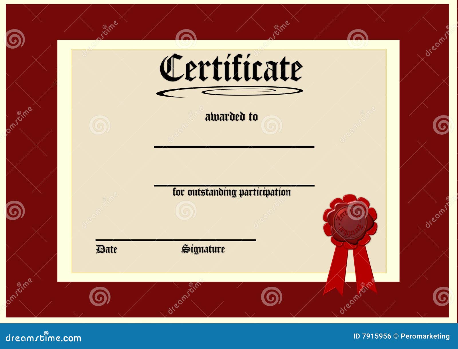 Blank certificate stock illustration. Image of stationary  7915956