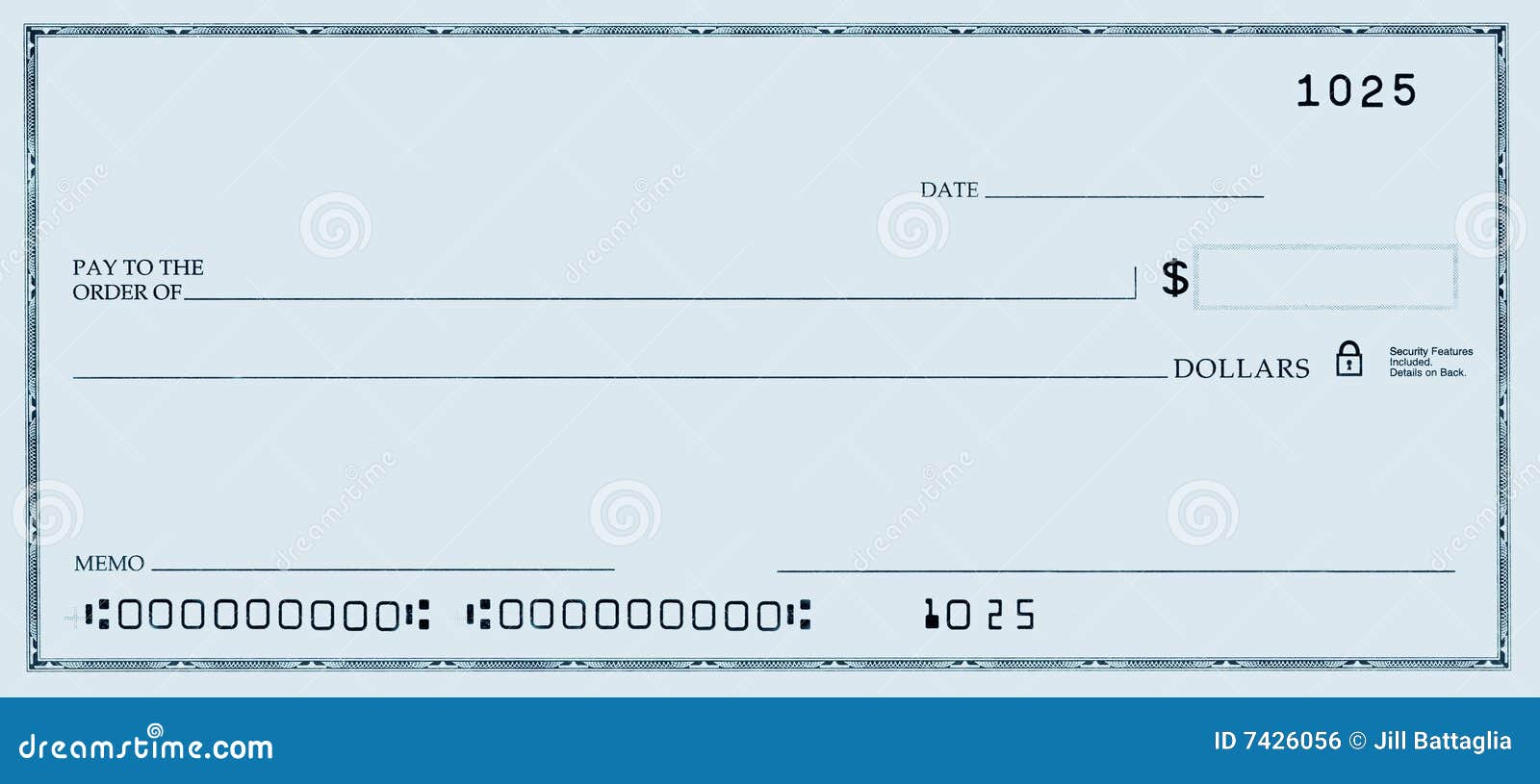 blank check with false numbers