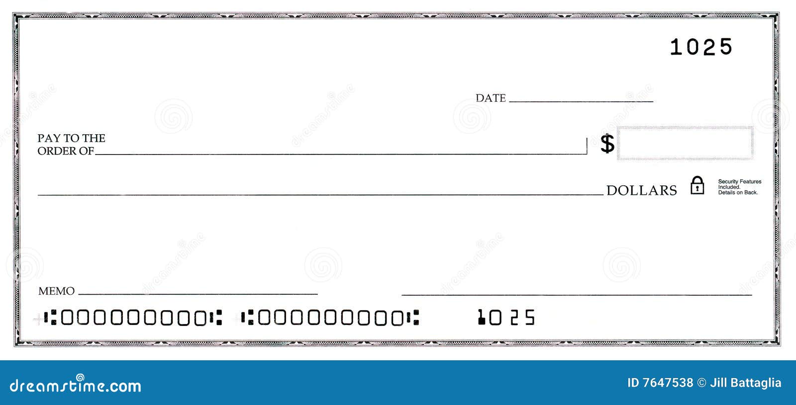 blank check with false numbers