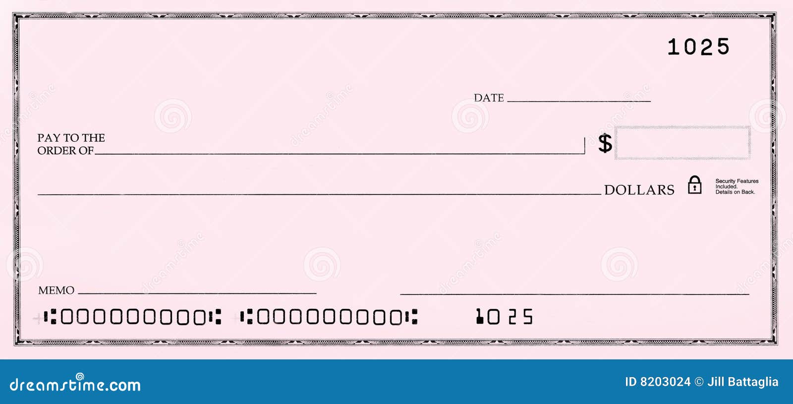 blank check with false numbers