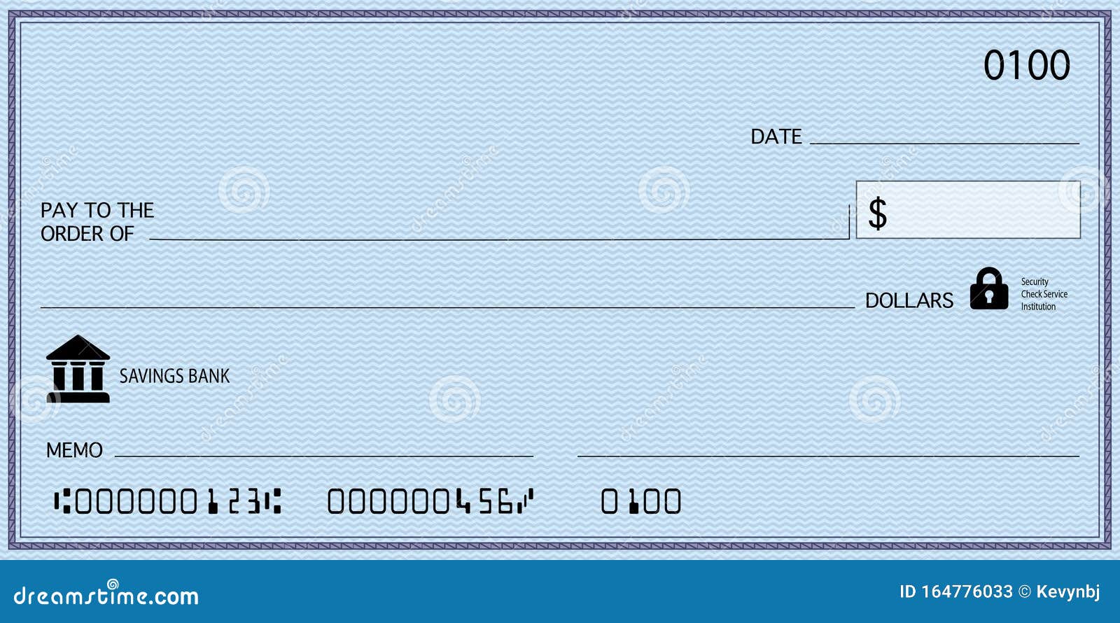 blank check simple  blue background