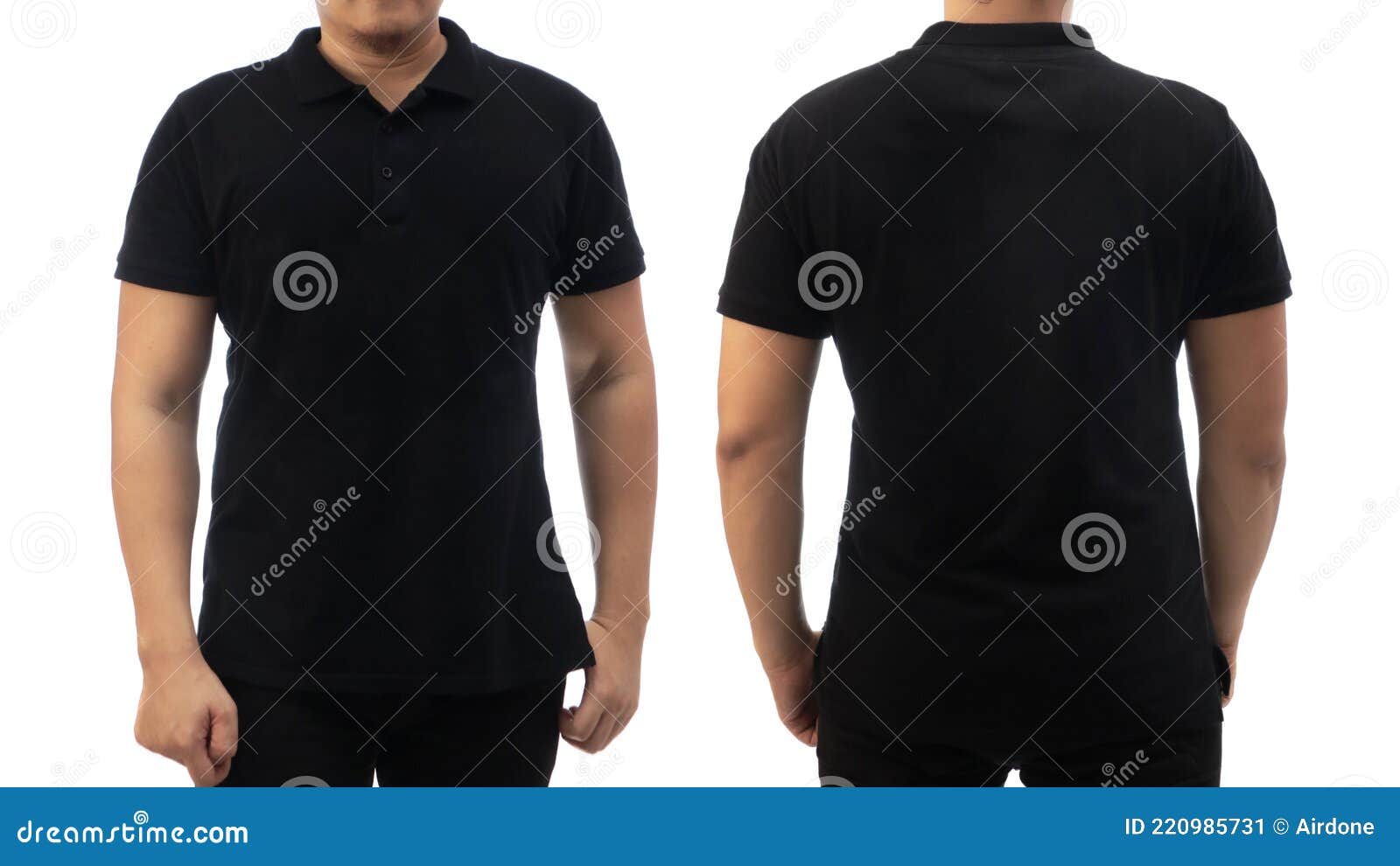 Blank Collared Shirt Mock Up Template, Front and Back View, Asian Male ...