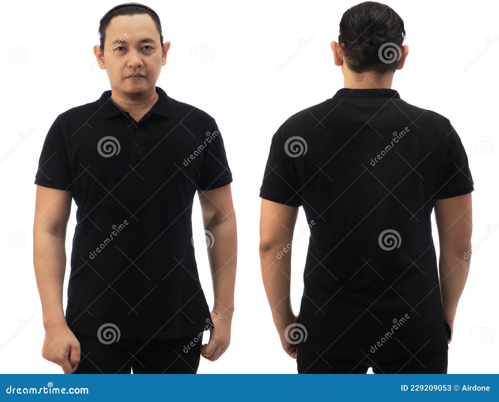 Blank Collared Shirt Mock Up Template, Front and Back View, Asian Male Model Wearing Plain Black T-shirt on White Stock Image - Image of collection, fashion: 229209053 Blank Collared Shirt Mock Up Template, Front And Back View, Asian Male Model Wearing Plain Black T-Shirt On White Stock Image - Image Of Collection, Fashion: 229209053