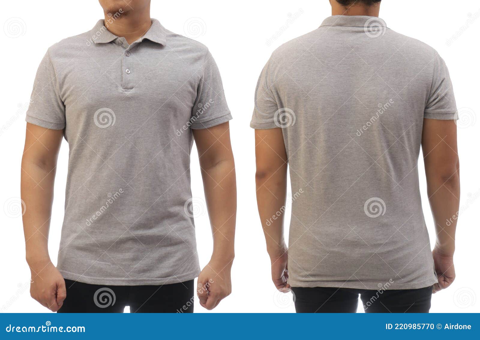 Blank Collared Shirt Mock Up Template, Front and Back View, Asian Male ...