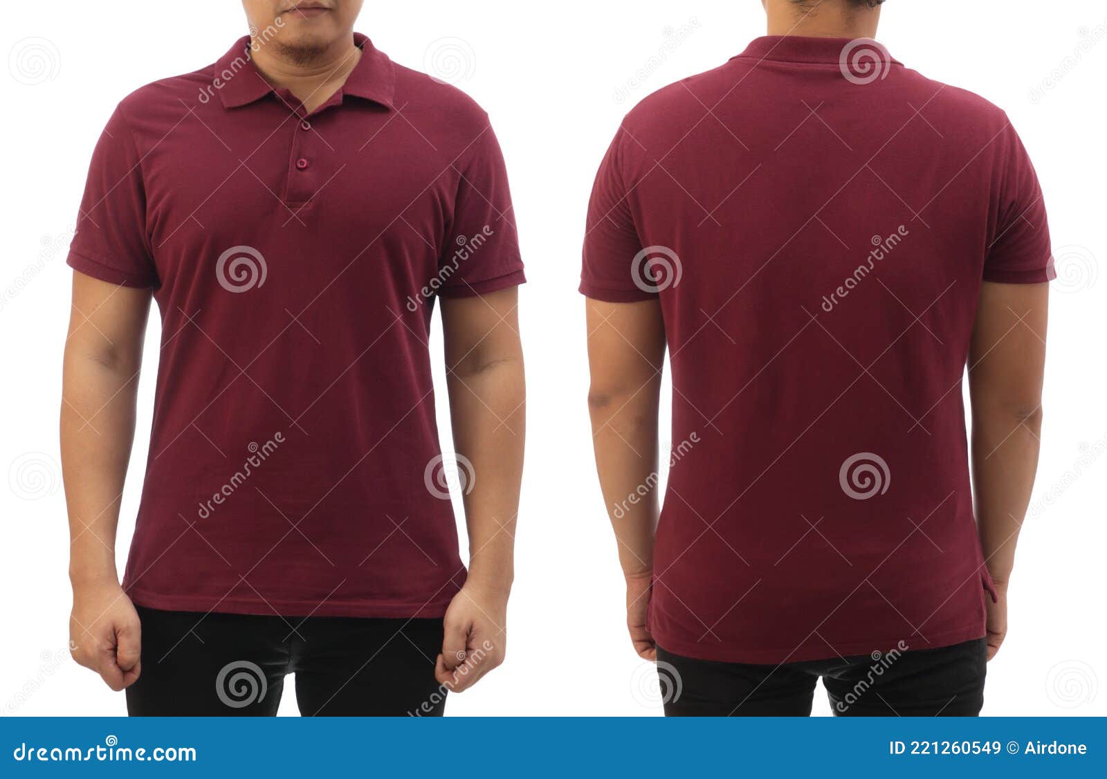 Blank Collared Shirt Mock Up Template, Front, Side And Back View, Asian ...