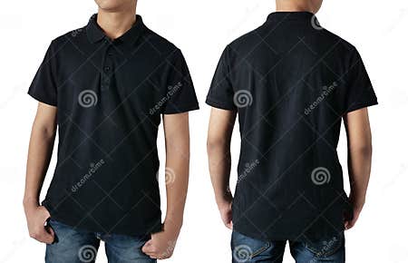 Blank Collared Shirt Mock Up Template, Front and Back View, Asian ...