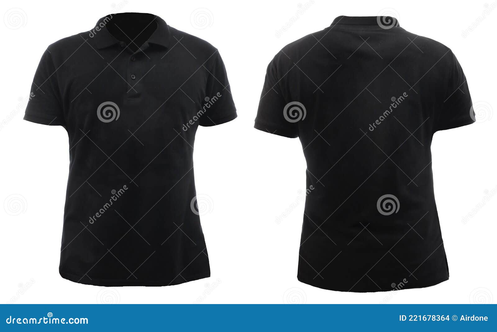 Blank Collared Shirt Mock Up Template, Front and Back View, Plain Black ...