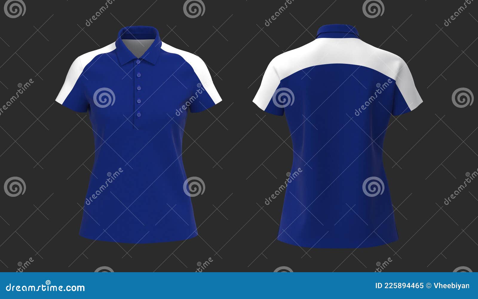 Blank Collared Shirt Mockup, Front and Back Views Stock Illustration ...