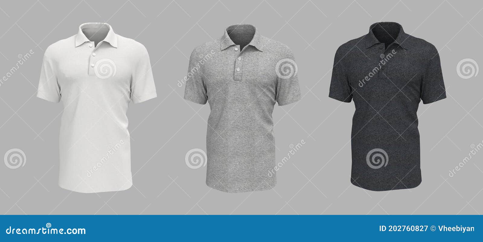 Blank Collared Shirt Mockup in Front Views Stock Illustration ...