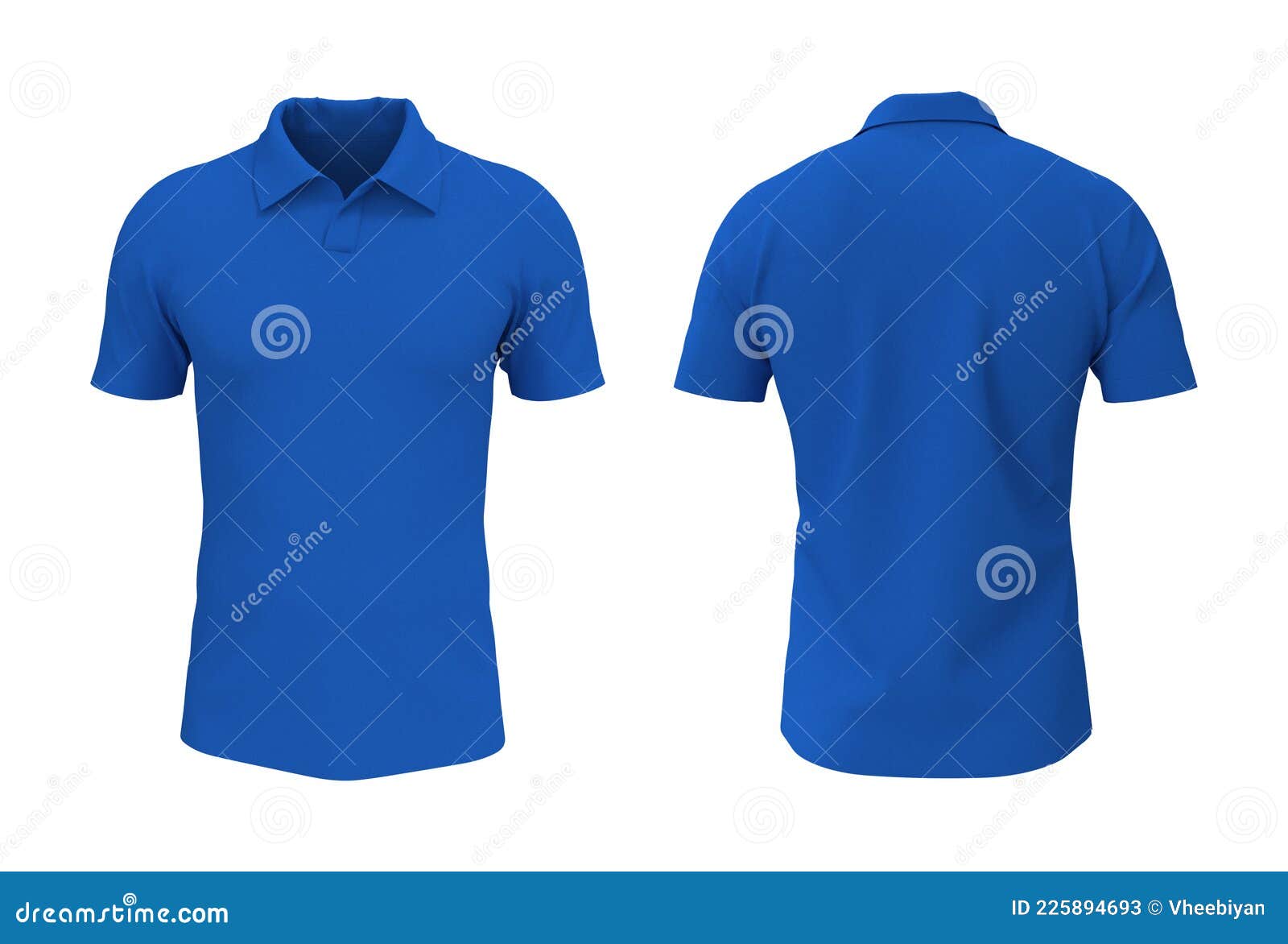 Blank Collared Shirt Mockup, Front, and Back Views Stock Illustration ...