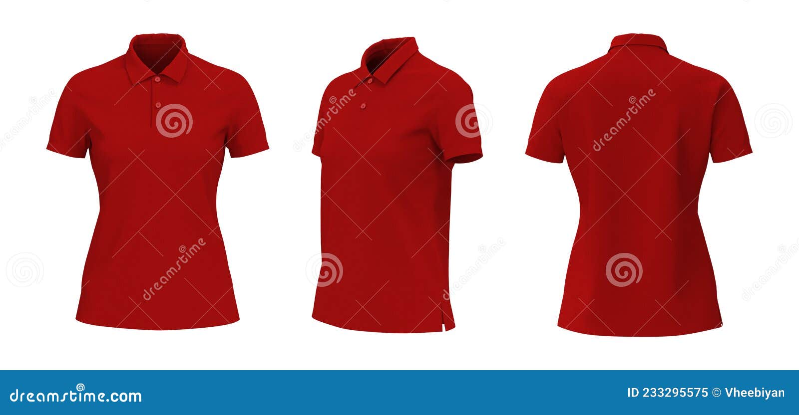 Blank Collared Shirt Mockup Front Side and Back Views Stock