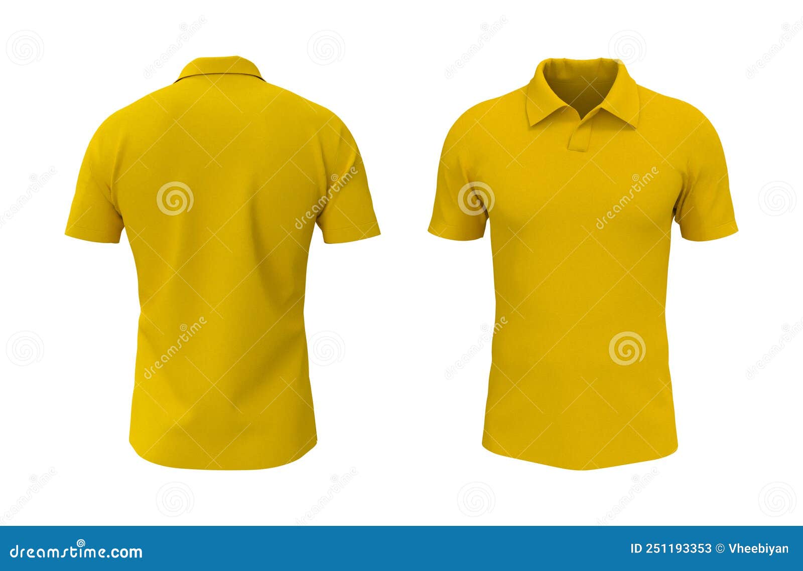 Blank Collared Shirt Mockup, Front, Side and Back Views, Tee Design ...