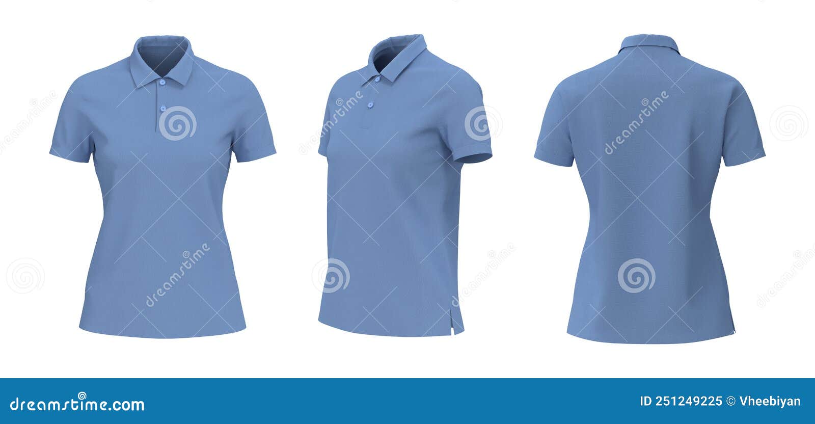 Blank Collared Shirt Mockup, Front, Side and Back Views, Tee Design ...