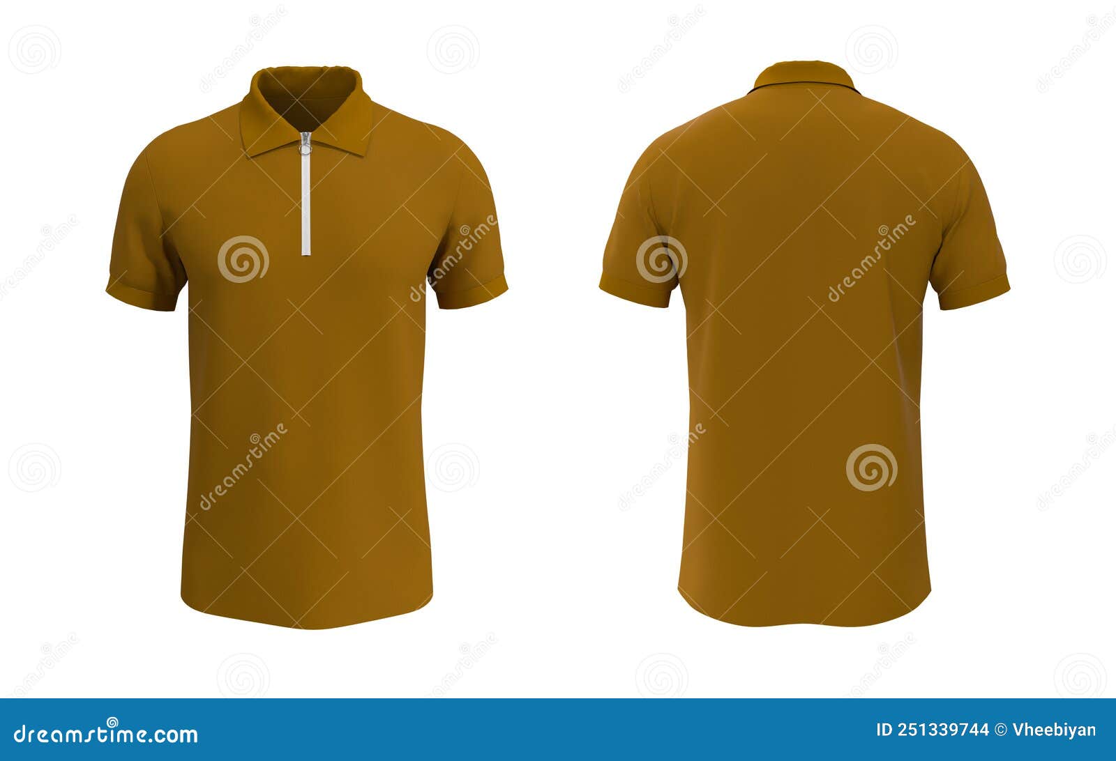 Blank Collared Shirt Mockup, Front, Side and Back Views, Tee Design