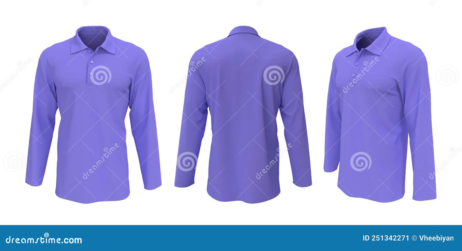 Blank Collared Shirt Mockup, Front, Side and Back Views, Tee Design
