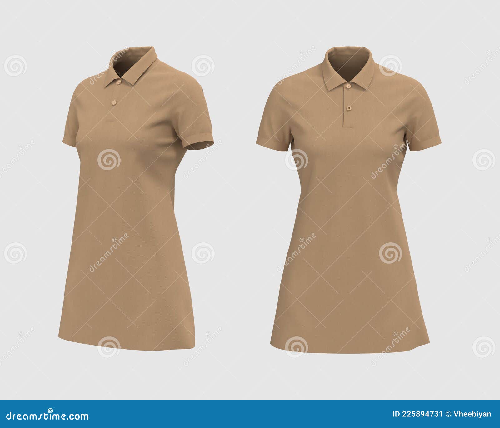 Blank Collared Shirt Mockup, Front and Side Views Stock Illustration