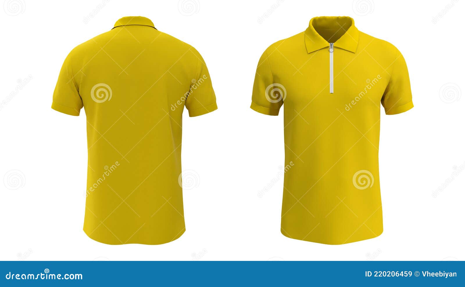 Blank Collared Shirt Mockup with Half Zip in Front, and Back Views ...