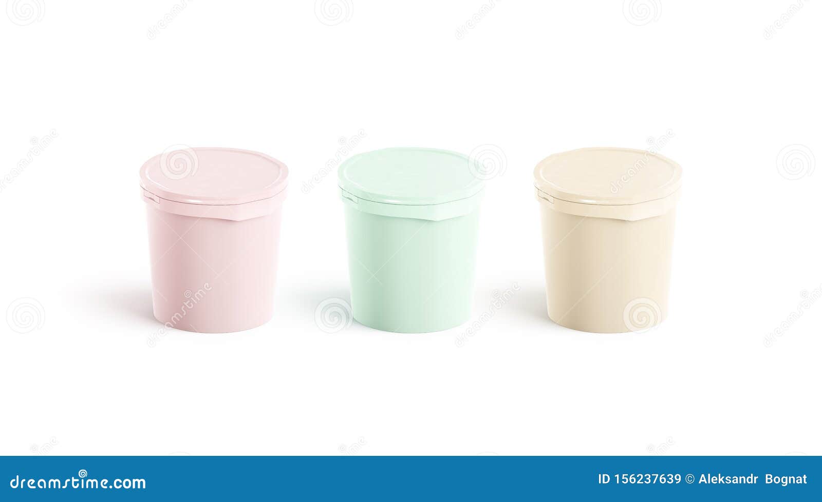 Blank Colored Ice Cream Bucket Mockup Set, Side View Stock Illustration - Illustration of ...