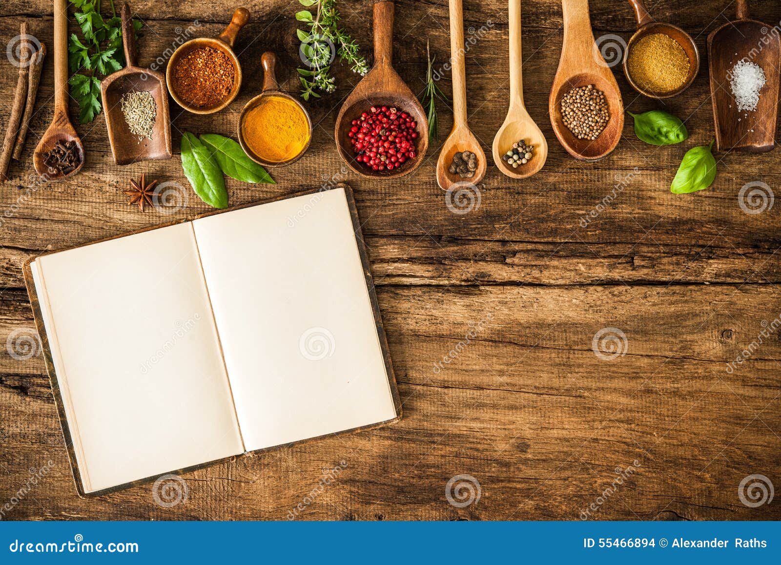 https://thumbs.dreamstime.com/z/blank-cookbook-spices-wooden-table-55466894.jpg
