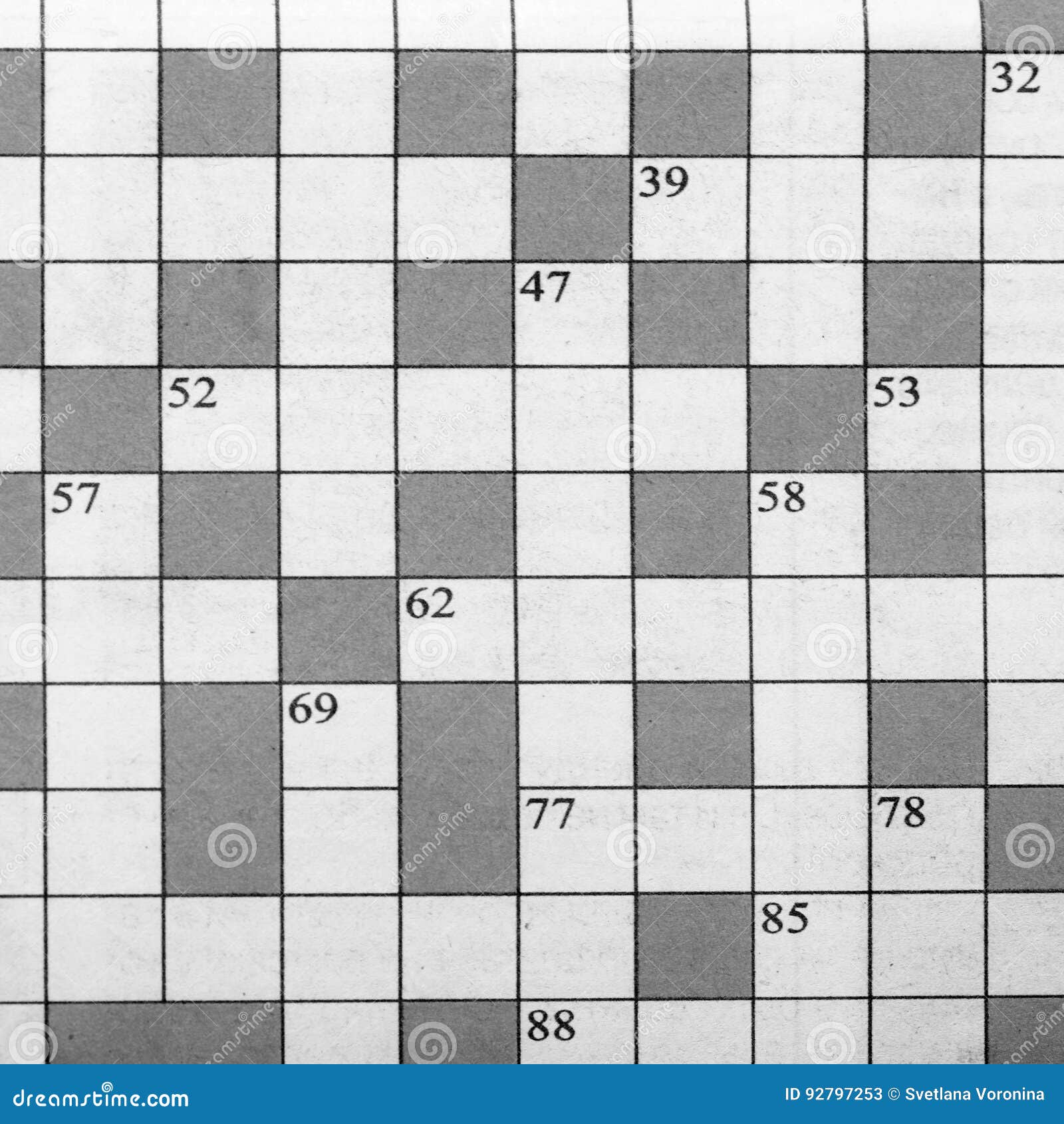 The Blank Crossword Closeup Stock Image Image of background