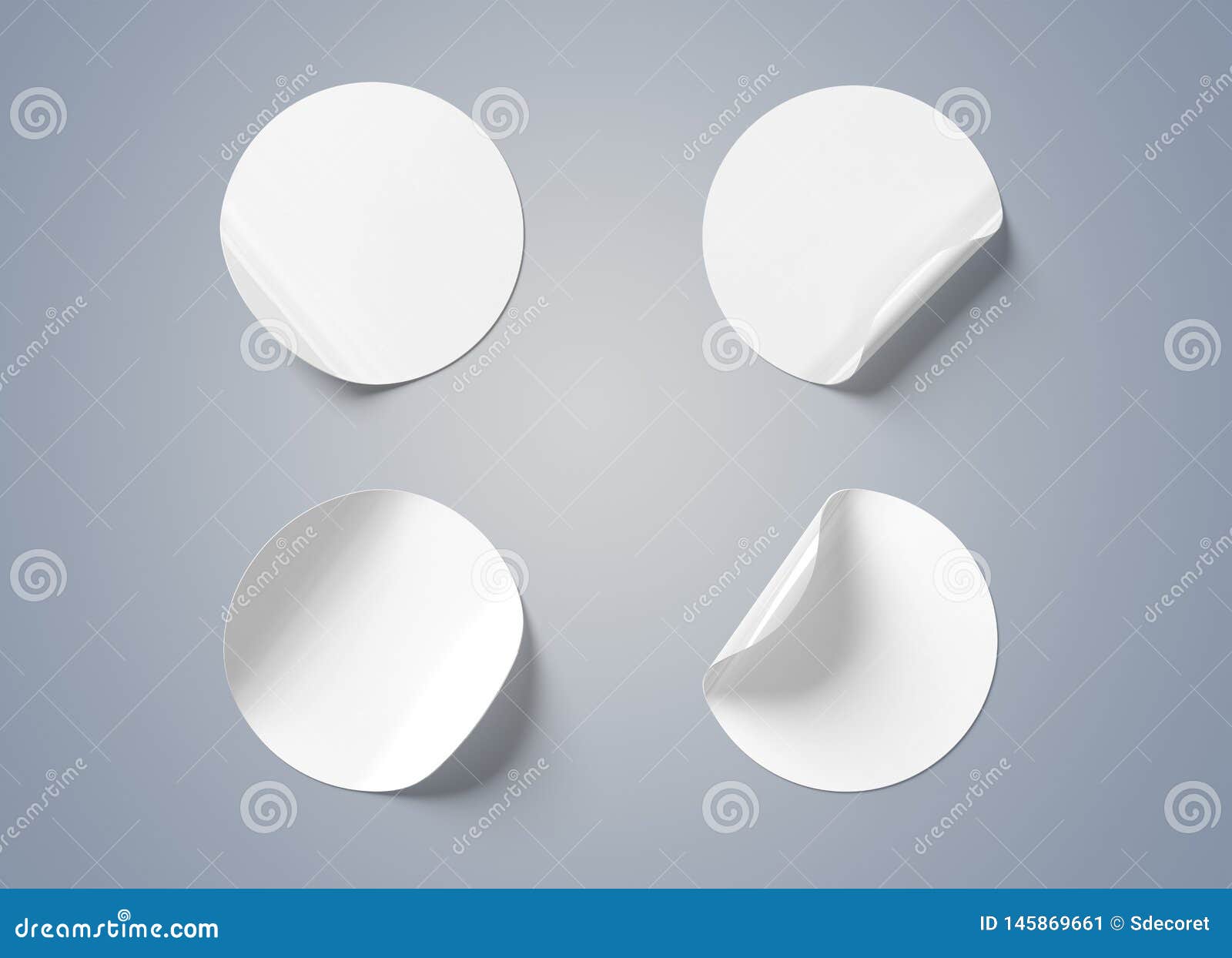 Download Blank Curled Sticker Mockup Isolated On Grey 3D Rendering Stock Illustration - Illustration of ...