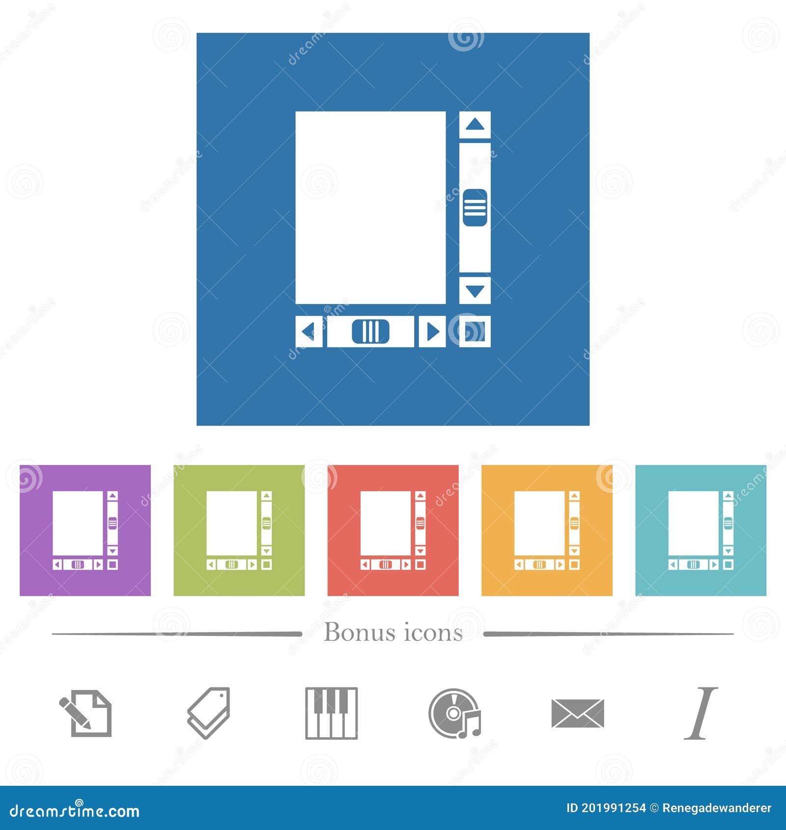 blank document with scroll bars flat white icons in square backgrounds