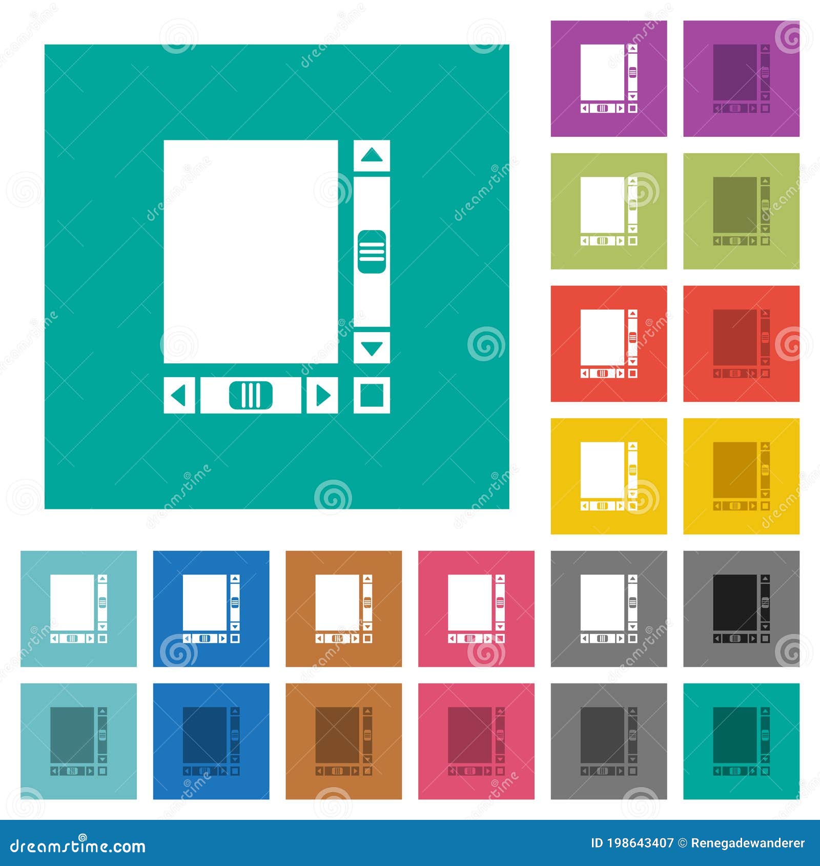blank document with scroll bars square flat multi colored icons