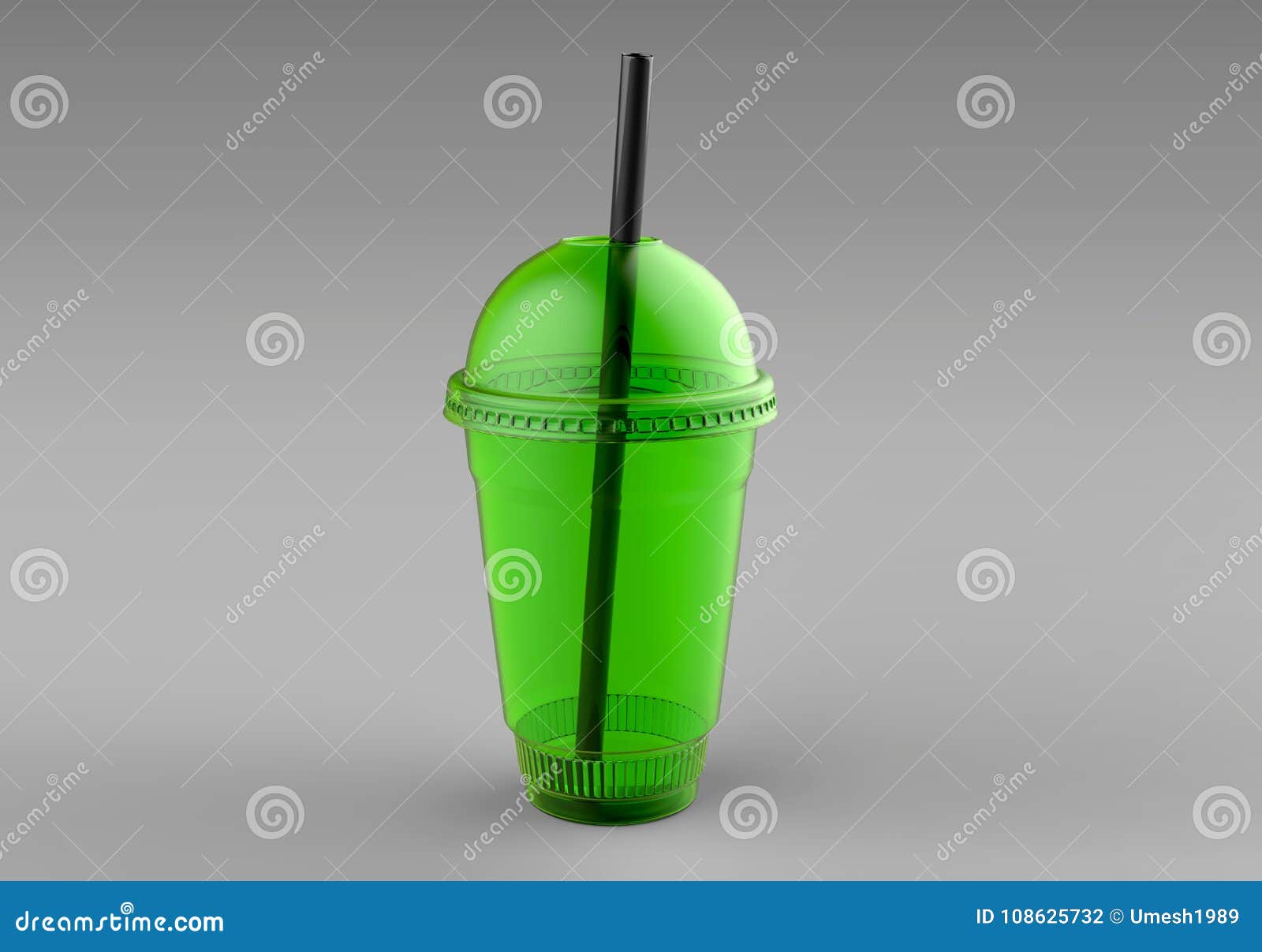 Mockup Empty Disposable Plastic Milkshake Cup With Lid