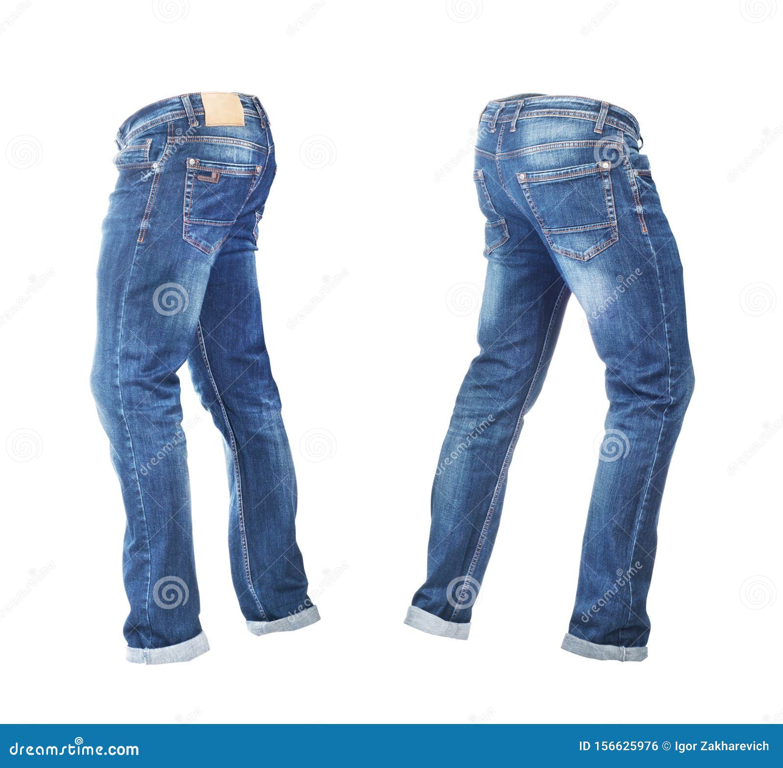 Blank Empty Jeans Pants Leftside and Rightside in Moving Stock Photo ...