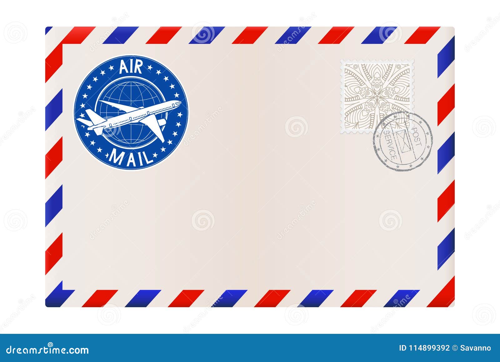 Blank Envelope with Stamp and Air Mail Postmark Stock Vector Illustration of blank, letter