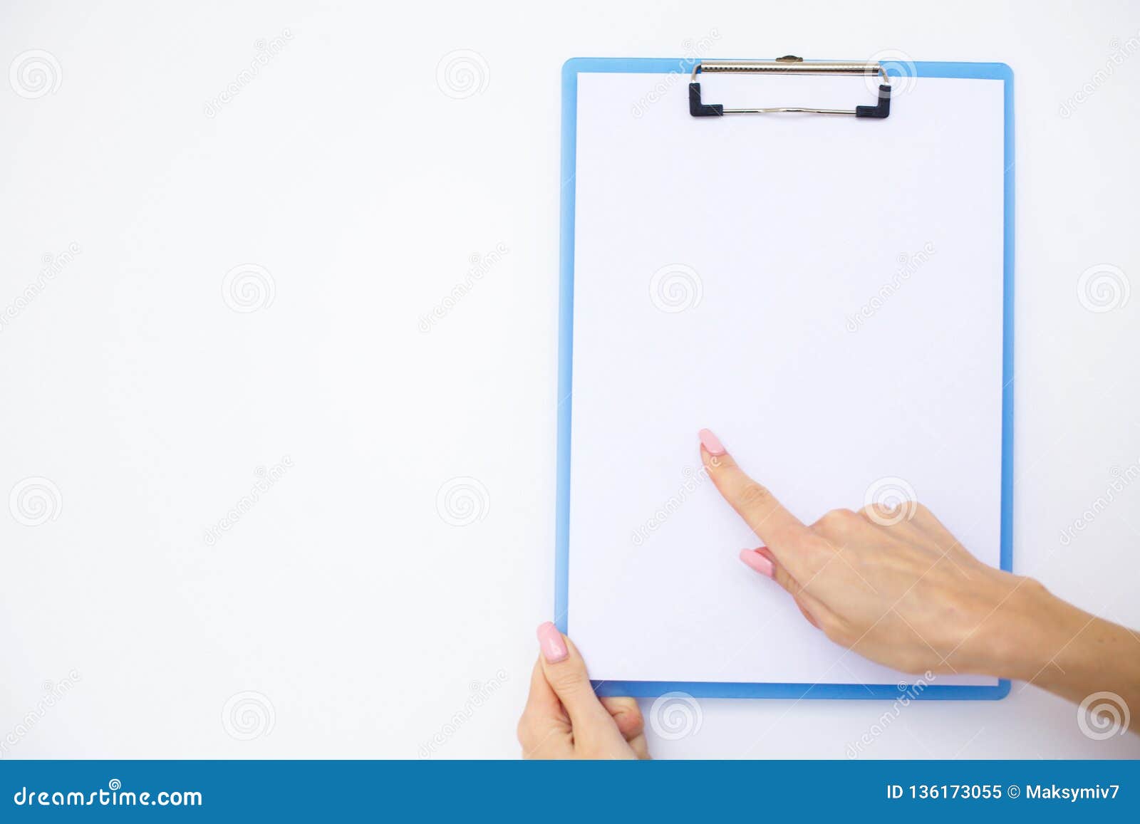 Blank Folder with White Paper. Hand that Holding Folder and Handle on ...
