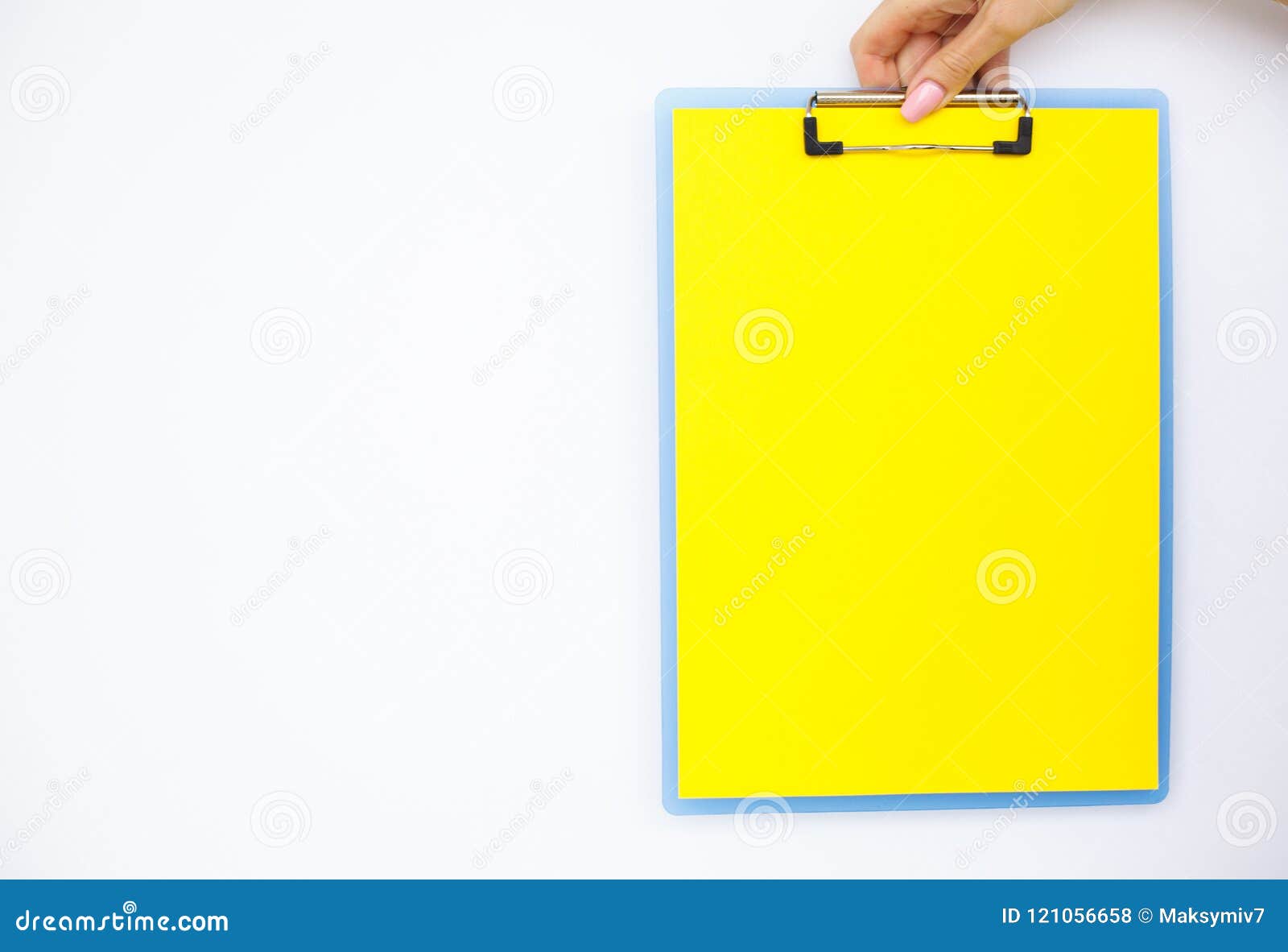 Blank Folder with Yellow Paper. Hand that Holding Folder and Han Stock ...