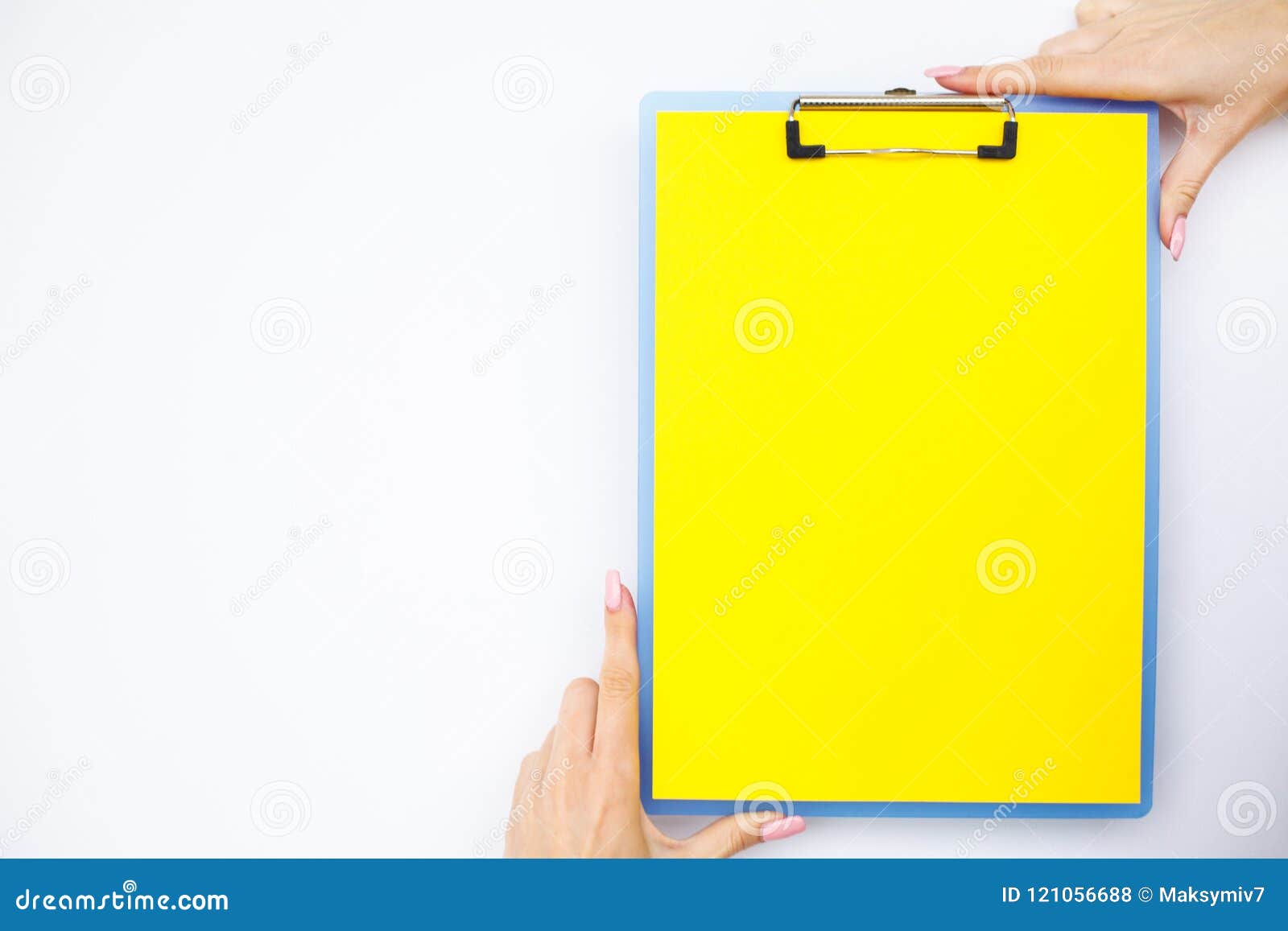 Blank Folder with Yellow Paper. Hand that Holding Folder and Han Stock ...