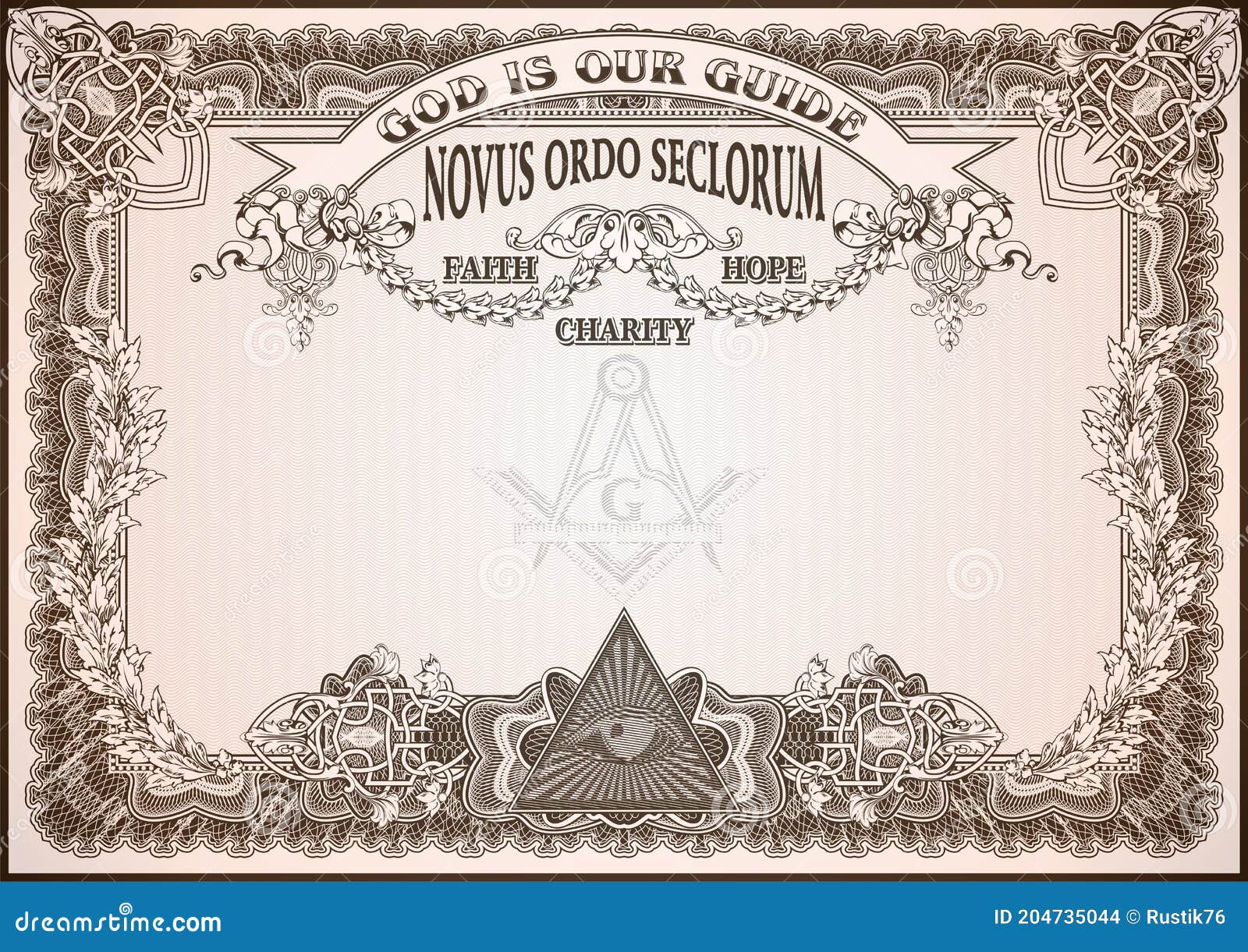Masonic Symbols on a Blank Letterhead for Creating Documents. Stock