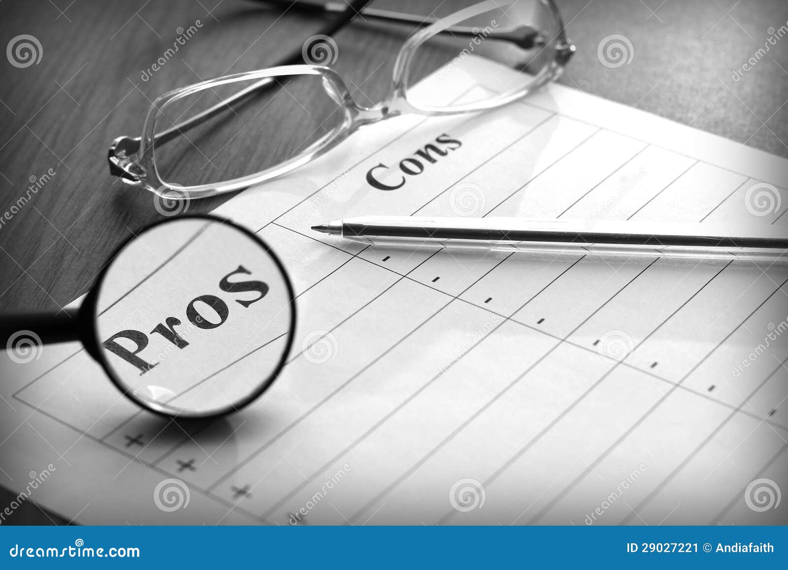 Blank Form for the Pros and Cons Stock Image - Image of professional