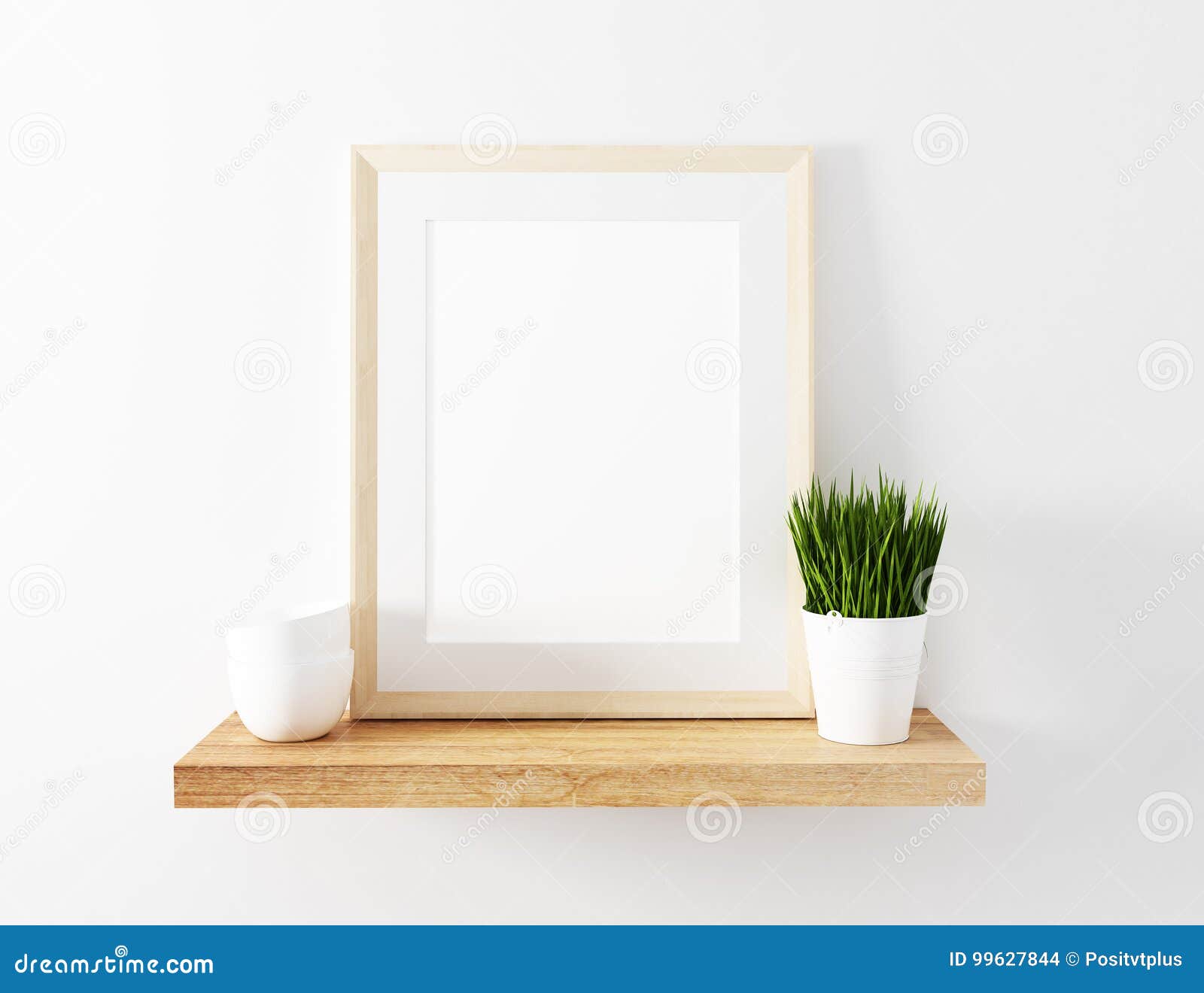 Download Blank Frame Mockup Floating Shelf Stock Illustration ...